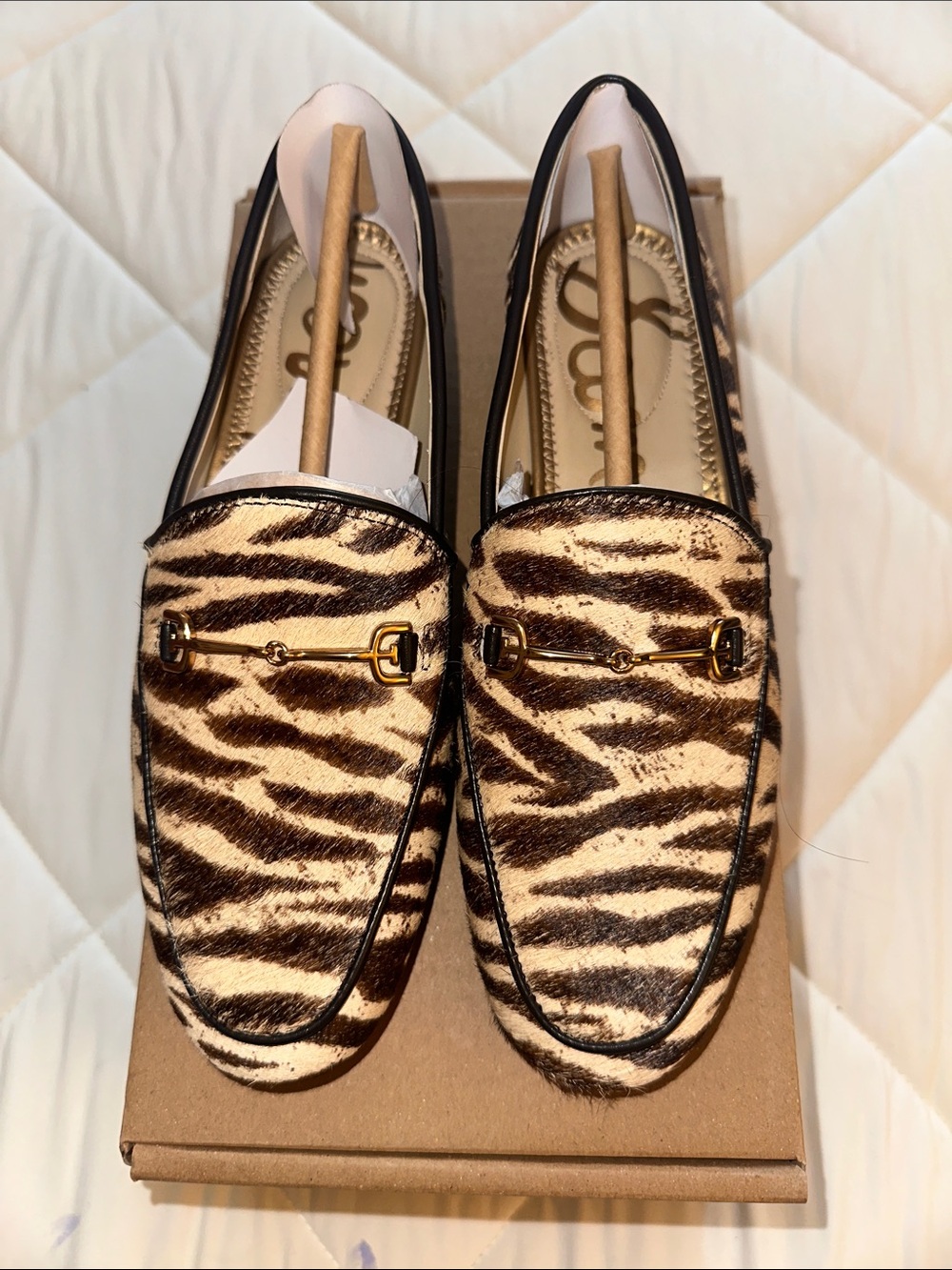 NWOT Sam Edelman Women's Zebra Print Loafers with Gold Bit